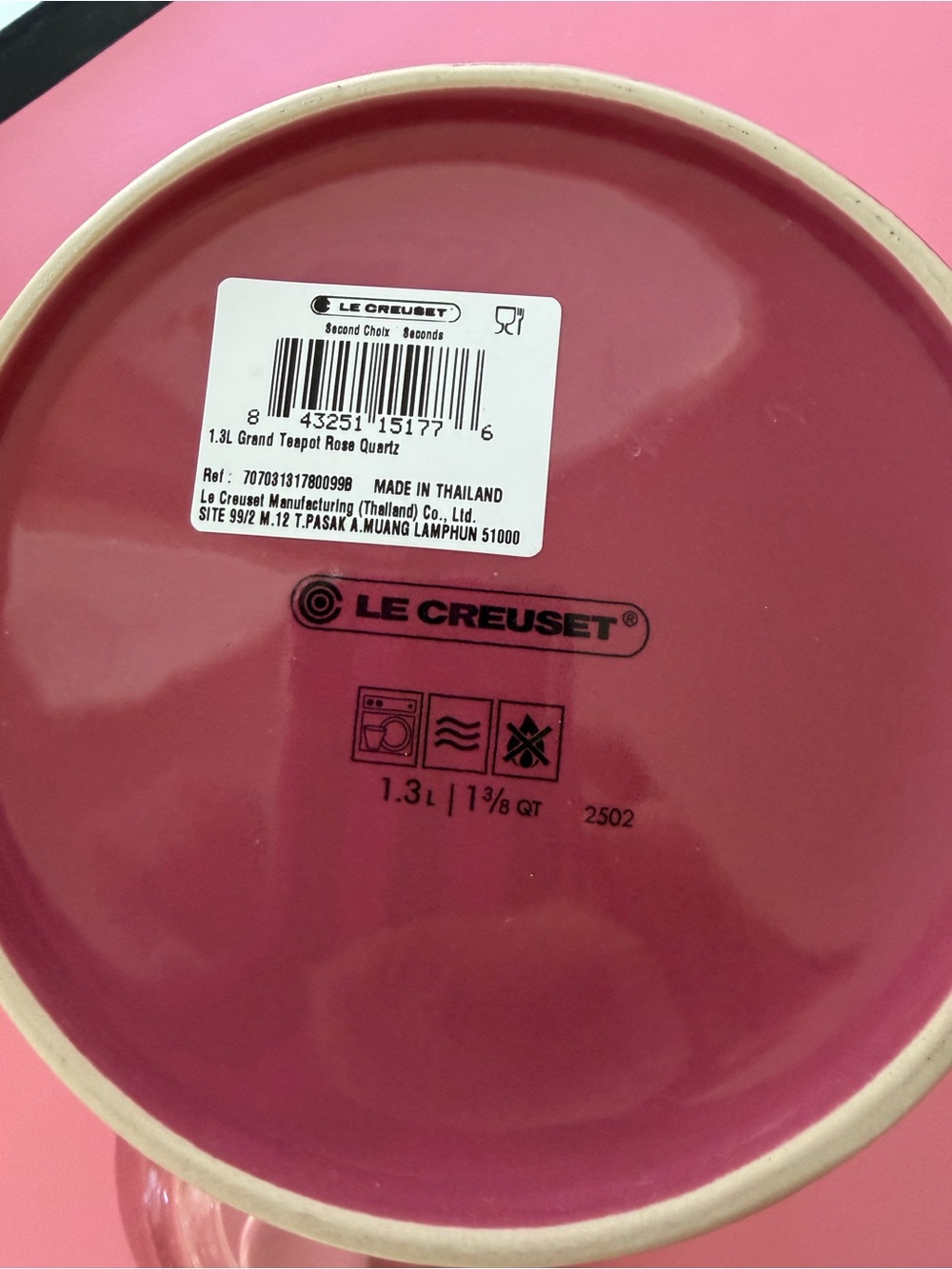 Le Creuset ROSE QUARTZ Grande Tea Pot New - Picture 6 of 6